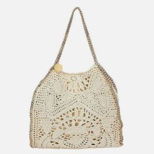 Stella McCartney Cotton Crochet Ajouree Small Tote Butter Cream Handbag Bag New